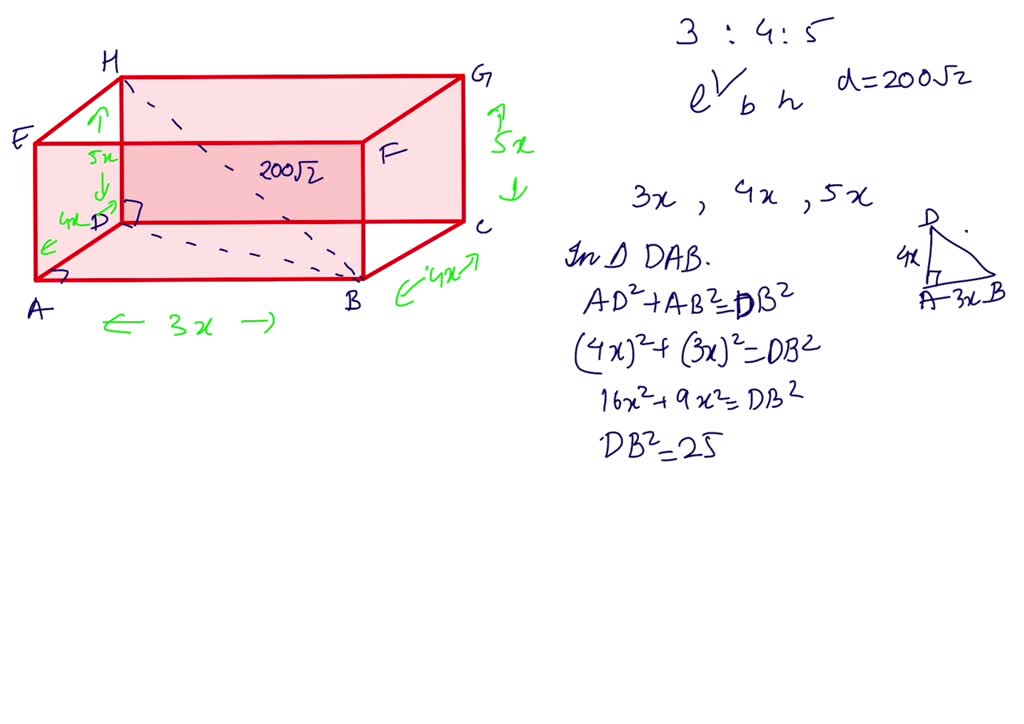 SOLVED:The dimensions of a rectangular solid are in the ratio 3: 4: 5 ...