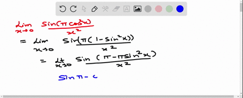 lim-_x-rightarrow-0-fracsin-leftpi-cos-2-xrightx2-is-equal-to-a-pi-b-pi-c-fracpi2-d-1