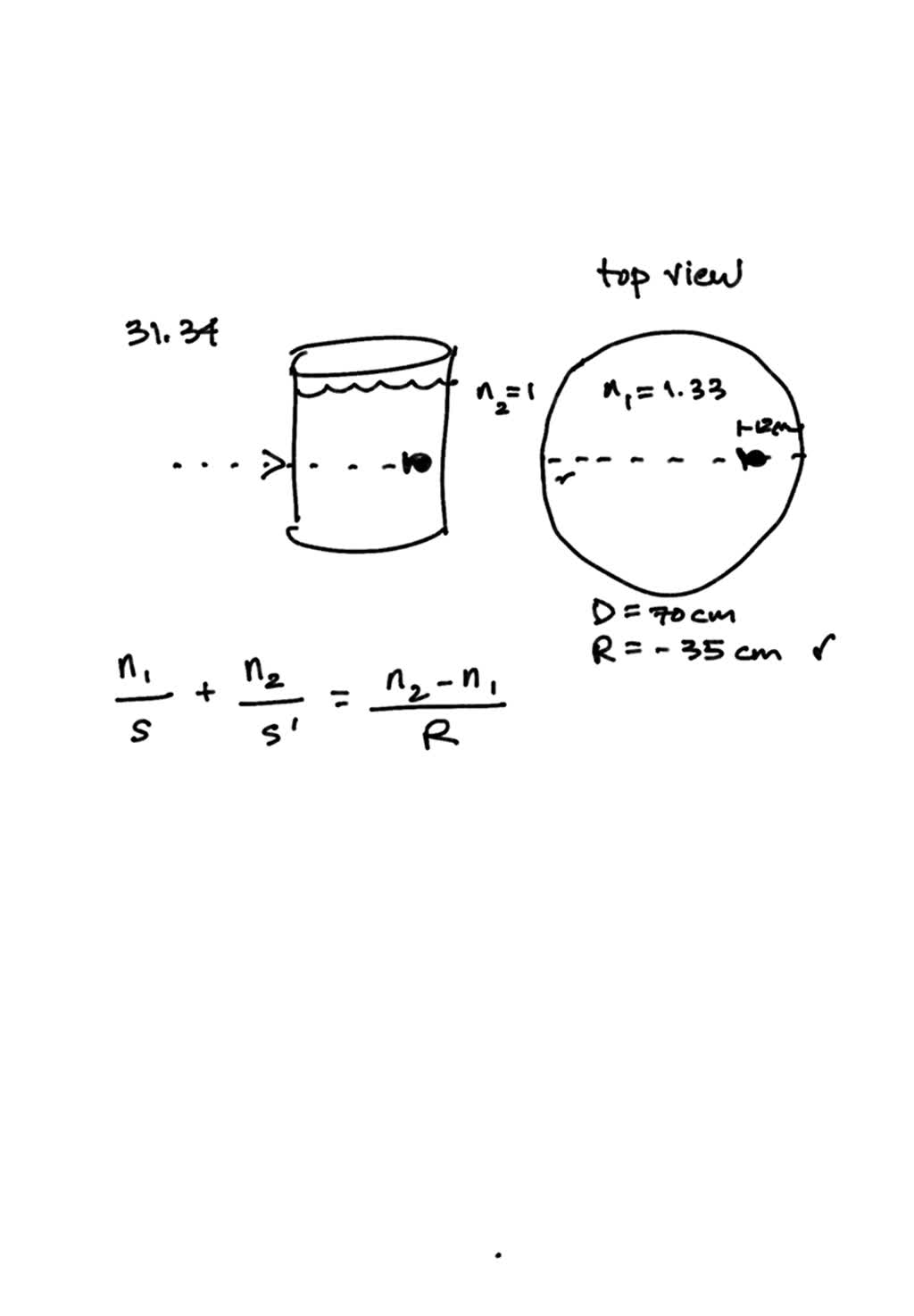 SOLVED(a) Rework Example 31.4 to find the apparent distance to a fish