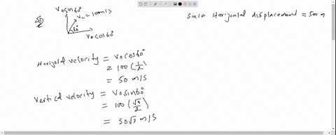 an-object-is-projected-with-initial-velocity-of-100-mathrmms-1-and-angle-of-60-find-the-vertical-vel