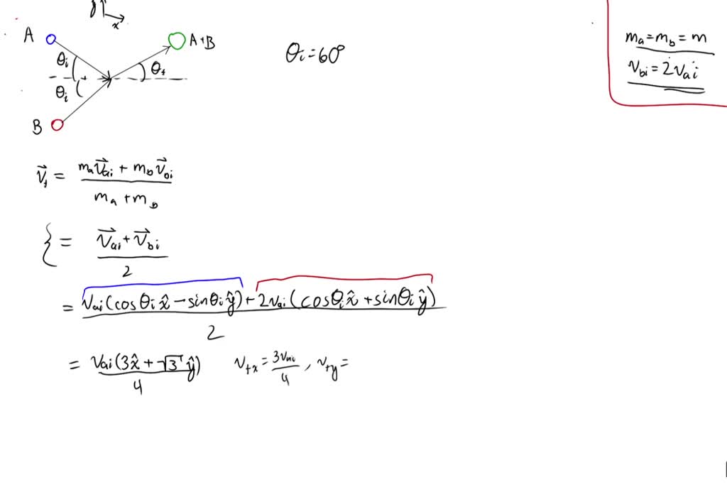 Solved Two Balls Of Equal Mass Collide And Stick Together As Shown In The Figure The Initial