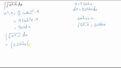 SOLVED:Evaluate ∫√(x^2-9) d x in two ways: using trigonometric ...