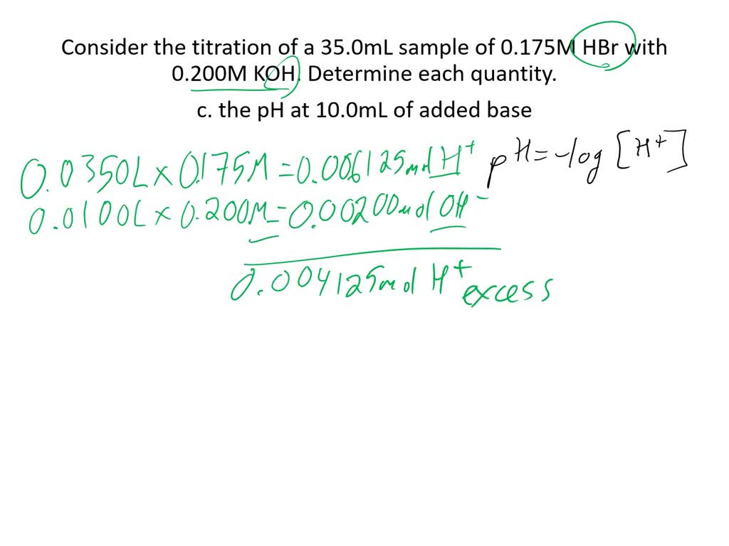 Solved Consider The Titration Of A 35 0 Ml Sample Of 0 175 M Hbr With 0 200 M Koh Determine