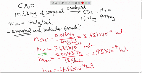 a-compound-contains-only-carbon-hydrogen-and-oxygen-combustion-of-1068-mathrmmg-of-the-compound-yi-4