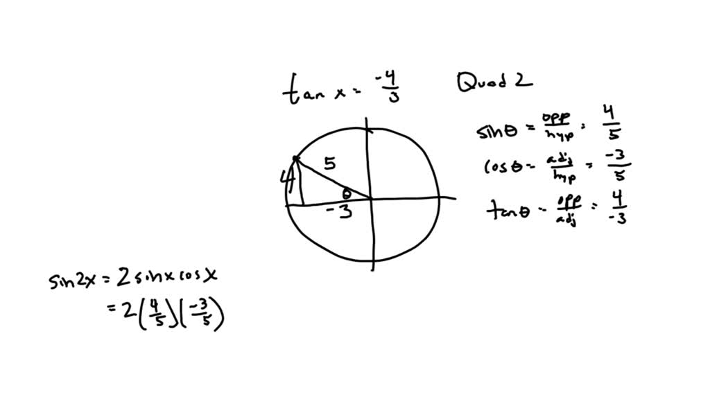 SOLVED:Double Angle Formulas Find sin2 x, cos2 x, and tan2 x from the ...