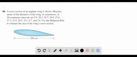 a-cross-section-of-an-airplane-wing-is-shown-measurements-of-the-thickness-of-the-wing-in-centimeter