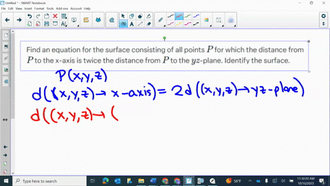 find-an-equation-for-the-surface-consisting-of-all-points-p-for-which-the-distance-from-p-to-the-x-a