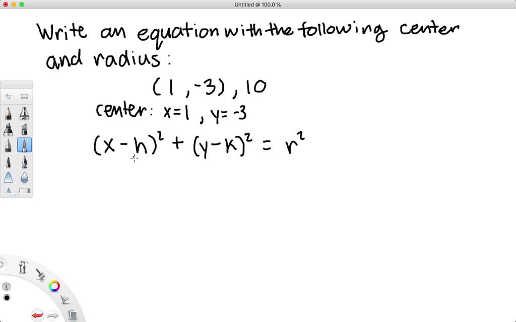 SOLVED Write An Equation Of A Circle With The Given Center And Radius 