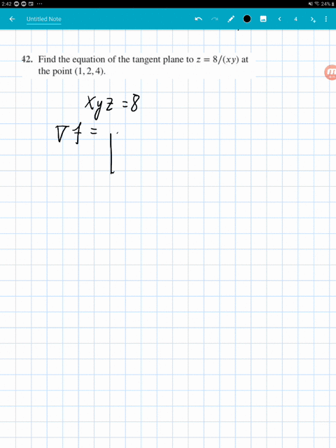 find-the-equation-of-the-tangent-plane-to-z8-x-y-at-the-point-124