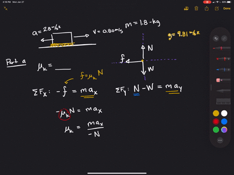 a-18-kg-block-slides-on-a-horizontal-surface-with-a-speed-of-v080-mathrmm-mathrms-and-an-acceleratio