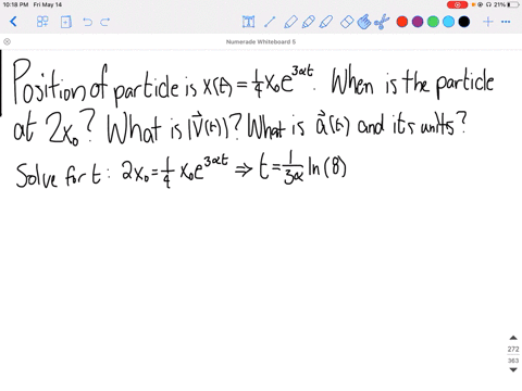the-position-of-a-particle-as-a-function-of-time-is-given-as-xtfrac14-x_0-e3-alpha-t-where-alpha-is-