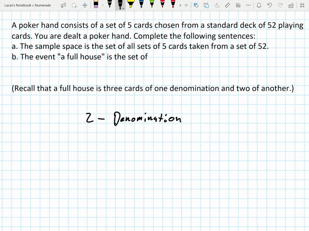 SOLVEDA poker hand consists of a set of 5 cards chosen from a standard