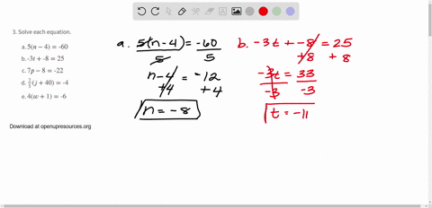 solve-each-equation-a-5n-4-60-b-3-t-825-c-7-p-8-22-d-frac25j40-4-e-4w1-6