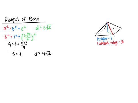each-lateral-edge-of-a-regular-square-pyramid-is-3-and-the-height-of-the-pyramid-is-1-what-is-a-the