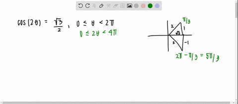 solve-the-given-trigonometric-equation-exactly-over-the-indicated-interval-cos-2-thetafracsqrt32-0-2