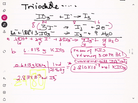 triodide-ions-are-generated-in-solution-by-the-following-unbalanced-reaction-in-acidic-solution-math