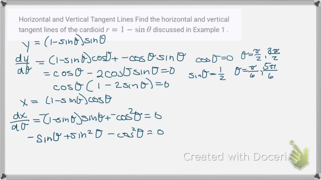 SOLVED:Horizontal and Vertical Tangent Lines Find the horizontal and ...
