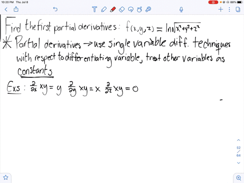 Solved Find The Indicated Partial Derivative F X Y Z Ln Dfrac 1 Sqrt X 2 Y 2 Z 2 1 Sqrt X 2 Y 2 Z 2 F Y 1 2 2