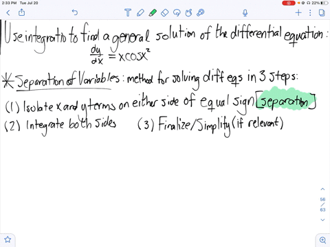 use-integration-to-find-a-general-solution-of-the-differential-equation-fracd-yd-xx-cos-x2