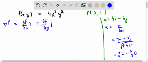 find-the-directional-derivative-of-f-at-p-in-the-direction-of-mathbfa-fx-y4-x3-y2-p21-mathbfa4-mathb