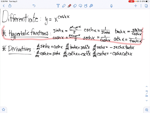 differentiateyxcosh-x