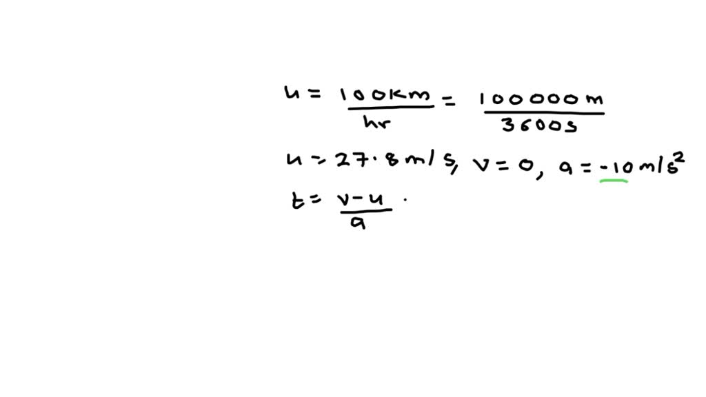 SOLVED A car moving along a straight road with a speed of 72 km h^1