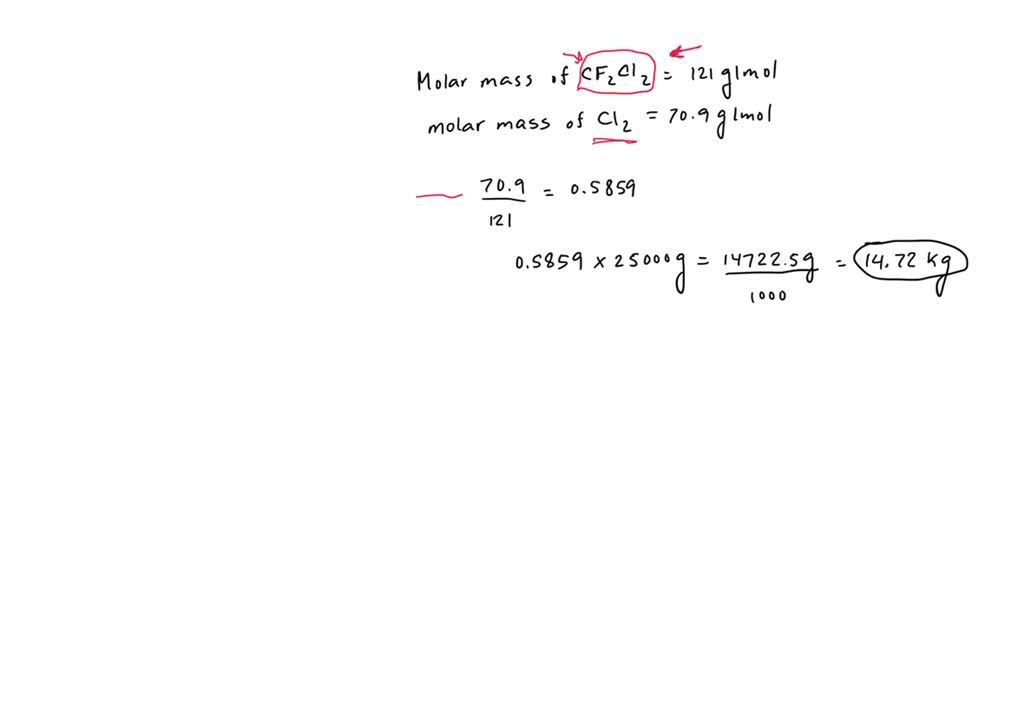 SOLVEDCalculate the mass (in kilograms) of chlorine in 25 kg of each