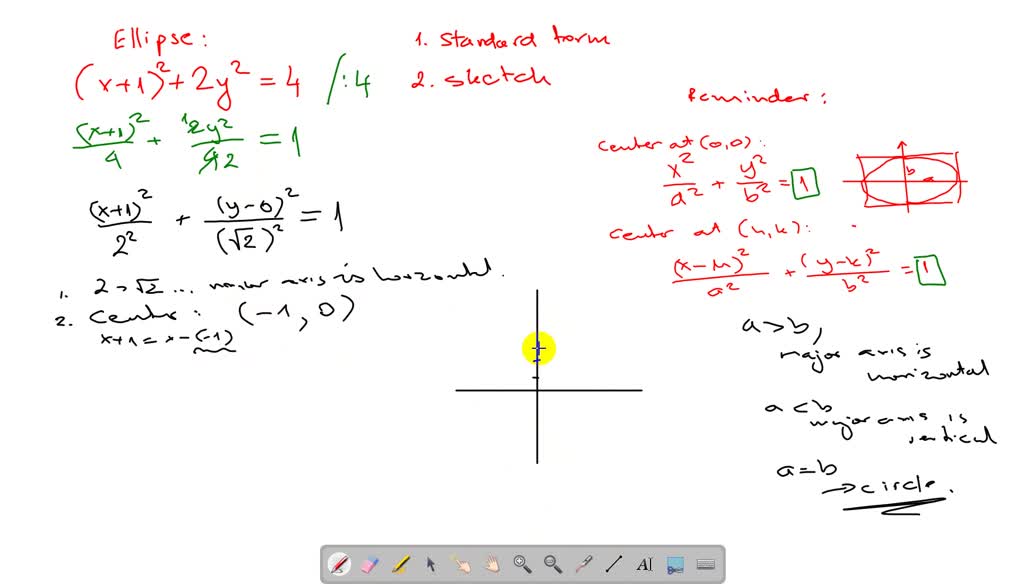 SOLVED Exercises 7782 give equations of ellipses. Put each equation