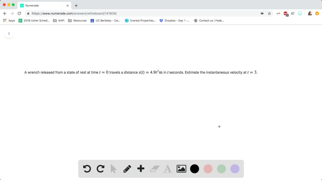 SOLVED:A wrench released from a state of rest at time t=0 travels a ...