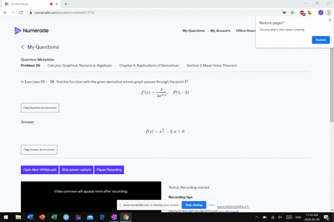 in-exercises-35-38-find-the-function-with-the-given-derivative-whose-graph-passes-through-the-poin-2