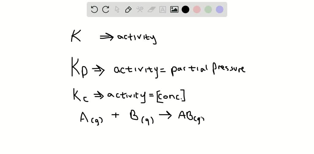 SOLVED:The equation ΔG^∘=-R T lnK relates the value of Kp, not Kc, to ...