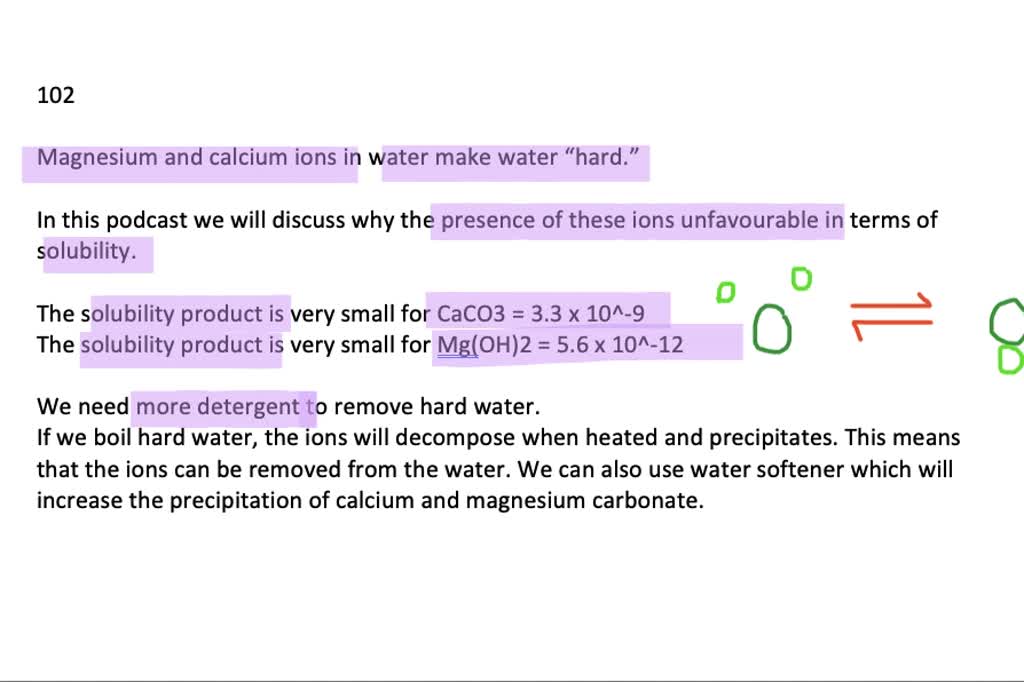 SOLVEDDescribe the chemistry underlying the removal of excess calcium
