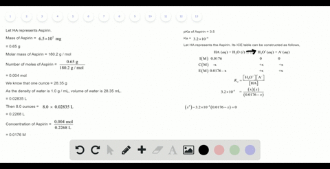 common-aspirin-is-acetylsalicylic-acid-which-has-the-structure-shown-here-and-a-pka-of-35-calculate-