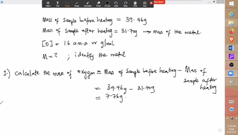 a-certain-metal-oxide-has-the-formula-mo-where-m-denotes-the-metal-a-3946-g-sample-of-the-compound-i