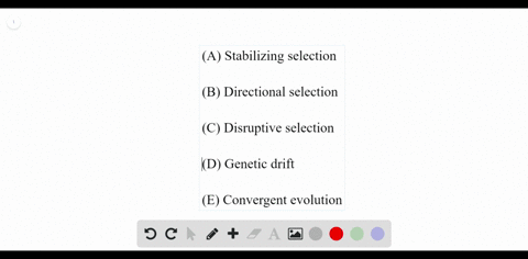 a-stabilizing-selection-b-directional-selection-c-disruptive-selection-d-genetic-drift-e-convergent-