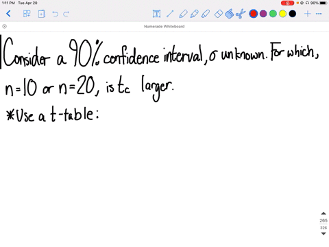consider-a-90-confidence-interval-for-mu-assume-sigma-is-not-known-for-which-sample-size-n10-or-n20-