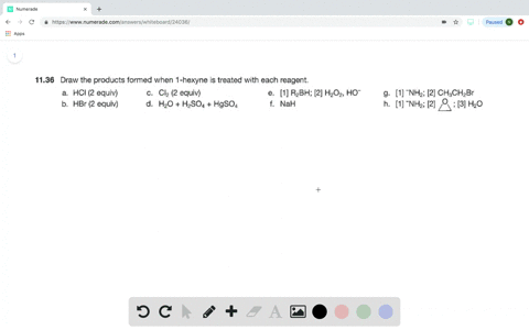 draw-the-products-formed-when-1-hexyne-is-treated-with-each-reagent-a-hci-2-equiv-c-cl2-2-equiv-e-1-