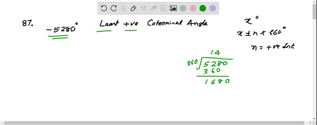 SOLVED:Find the angle of least positive measure (not equal to the given ...