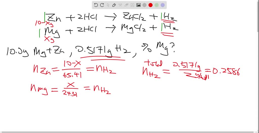SOLVEDZinc and magnesium metal each reacts with hydrochloric acid to