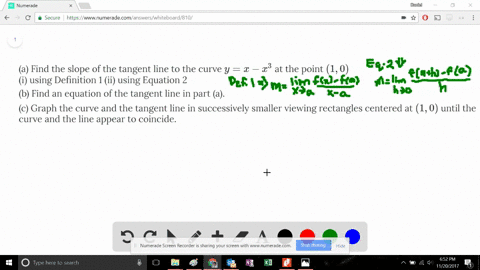 a-find-the-slope-of-the-tangent-line-to-the-curve-y-x-x3-at-the-point-1-0-i-using-definition-1-ii-us
