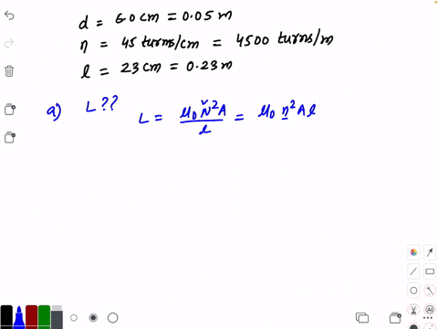 a-solenoid-has-the-following-dimensions-diameter-50-mathrmcm-n45-turns-mathrmcm-length-23-mathrmcm-a