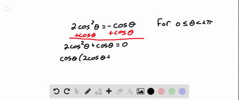 find-all-solutions-of-each-equation-for-the-given-interval-2-cos-2-theta-cos-theta-0-leq-theta2-pi