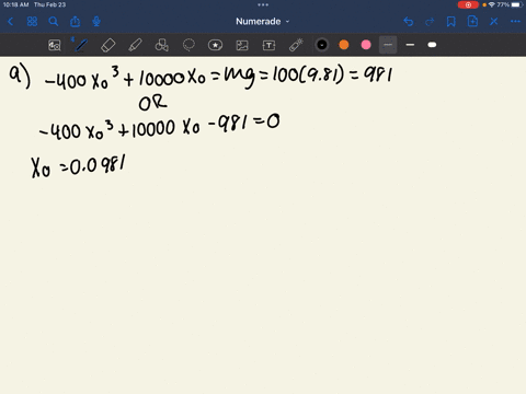 the-equation-of-motion-of-a-spring-mass-damper-system-with-a-softening-type-spring-is-given-by-in-si