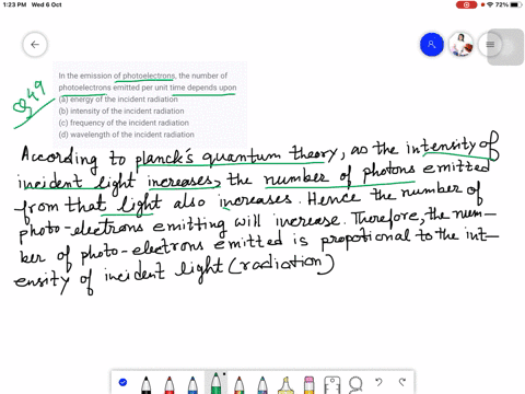 in-the-emission-of-photoelectrons-the-number-of-photoelectrons-emitted-per-unit-time-depends-upon-a-