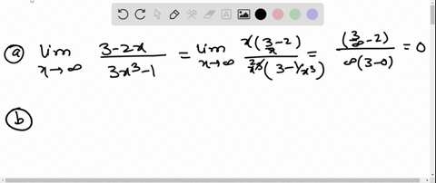 find-each-limit-if-possible-beginarrayltext-a-lim-_x-rightarrow-infty-frac3-2-x3-x3-1-text-b-lim-_x-