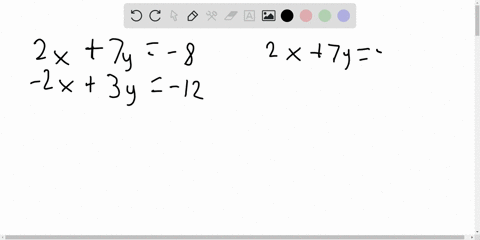 Use the echelon method to solve each system of two equations in two ...
