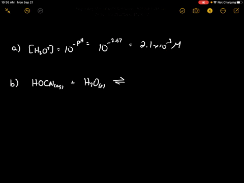 a-0015-m-solution-of-hydrogen-cyanate-hocn-has-a-ph-of-267-a-what-is-the-hydronium-ion-concentration