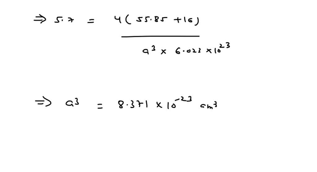 SOLVEDMagnesium oxide has the rock salt crystal structure and a density of 3.58 g / cm^3. (a