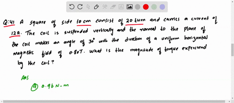 a-square-coil-of-side-10-mathrmcm-consists-of-20-turns-and-carries-a-current-of-12-mathrma-the-coi-2
