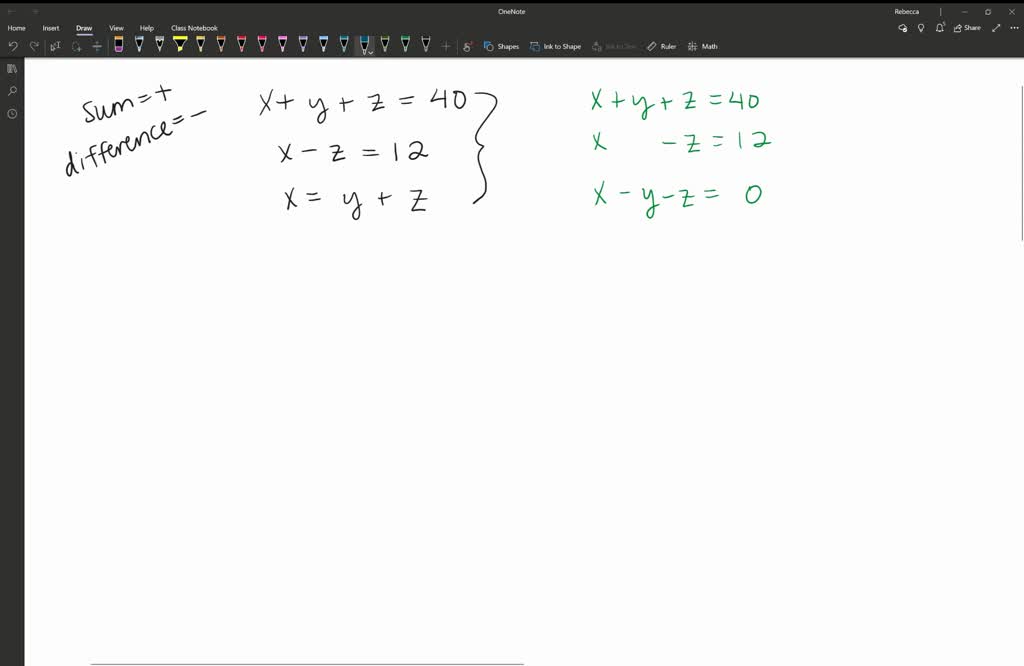 SOLVED:Just Numbers The sum of three numbers is 40 . The difference ...